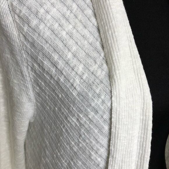 Eileen Fisher white ribbed linen blend knit open drape front cardigan size Large - Picture 5 of 16